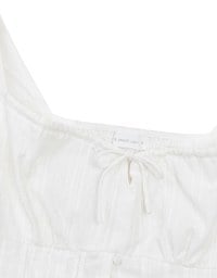 Square Neck Puff Sleeve Button Up Corset Top