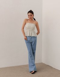 Floral Peplum Padded Tube Top