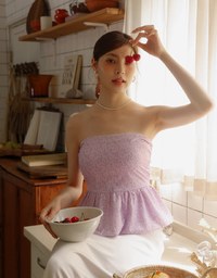 Floral Peplum Padded Tube Top