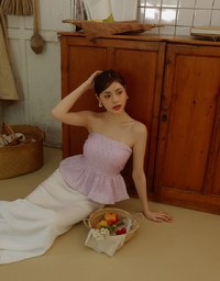 Floral Peplum Padded Tube Top
