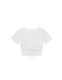 Cooling Fabric Open Back Ribbon Tie Crop Top