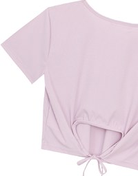 Cooling Fabric Open Back Ribbon Tie Crop Top