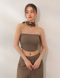 Cooling Fabric Side Ruching Bandeau Bra Top