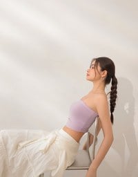 Cooling Fabric Side Ruching Bandeau Bra Top