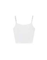 Beaded Strap Cropped Cami Top with Slogan Print