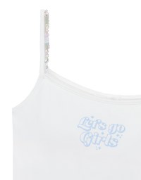 Beaded Strap Cropped Cami Top with Slogan Print
