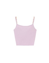 Beaded Strap Cropped Cami Top with Slogan Print