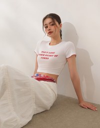 標語羅紋短版TEE