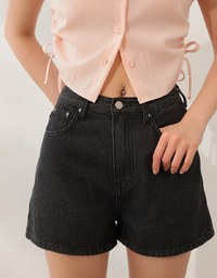 Collared Short Sleeve Blouse with Side Tie Ruched Details