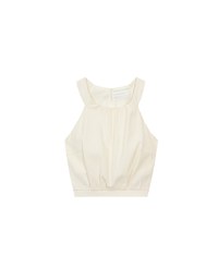 Textured Check Halter Padded Tank Top with Elastic Hem