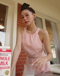 Textured Check Halter Padded Tank Top with Elastic Hem