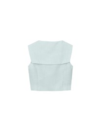 Textured Sailor Collar Sleeveless Button Up Cropped Top