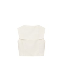 Textured Sailor Collar Sleeveless Button Up Cropped Top