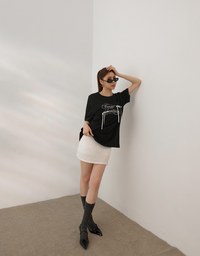 Ribbon Bow Embroidered Oversized Letter Tee