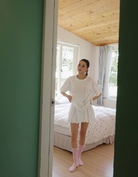 Ribbon Bow Embroidered Oversized Letter Tee