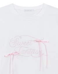 Ribbon Bow Embroidered Oversized Letter Tee