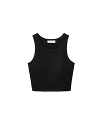 AIRY HOURGLASS Round Neck Textured Ribbed Crop Padded Tank Top