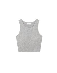 AIRY HOURGLASS Round Neck Textured Ribbed Crop Padded Tank Top