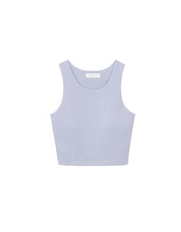 AIRY HOURGLASS Round Neck Textured Ribbed Crop Padded Tank Top