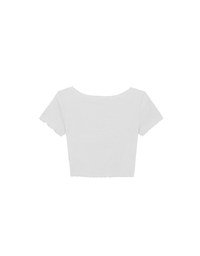 雕花蕾絲滾邊木耳捲短版TEE