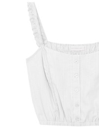 Lace Trim Strap Pintuck Texture Button Front Camisole Top
