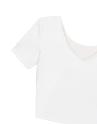 Deep V Back Solid Slim Fit Padded Cropped Tee