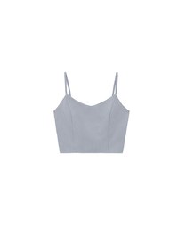 V Neck Fitted Cropped Padded Camisole Top with Back Zip Closure