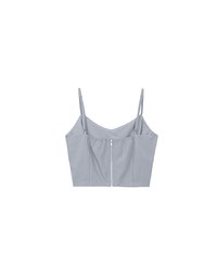 V Neck Fitted Cropped Padded Camisole Top with Back Zip Closure