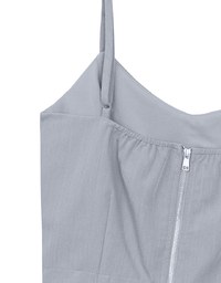 V Neck Fitted Cropped Padded Camisole Top with Back Zip Closure