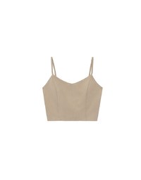 V Neck Fitted Cropped Padded Camisole Top with Back Zip Closure