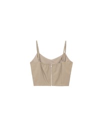 V Neck Fitted Cropped Padded Camisole Top with Back Zip Closure
