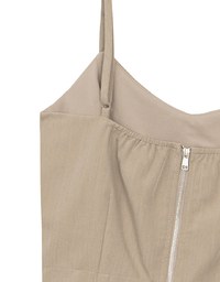 V Neck Fitted Cropped Padded Camisole Top with Back Zip Closure