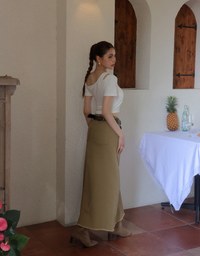 Asymmetrical Cut Out Shoulder Slim Fit Padded Cropped Tee
