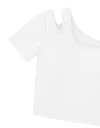 Asymmetrical Cut Out Shoulder Slim Fit Padded Cropped Tee
