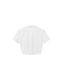 Side Ruched Wrap Crop Shirt with Collar Detail