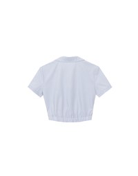 Side Ruched Wrap Crop Shirt with Collar Detail