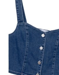 Cooling Jeans Denim Cropped Button Up Top with Stretch Back Detail
