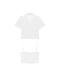 Sheer Floral Embroidered Short Sleeve Shirt and Spaghetti Strap Camisole Set Wear