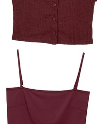 Sheer Floral Embroidered Short Sleeve Shirt and Spaghetti Strap Camisole Set Wear