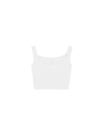 Front V Notch Ribbed Knit Wide Strap Cropped Bra Top