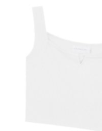 Front V Notch Ribbed Knit Wide Strap Cropped Bra Top