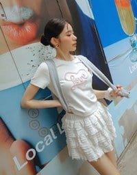 Love Heart Embroidered Lettering Mini Tee