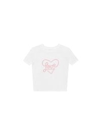 Love Heart Embroidered Lettering Mini Tee