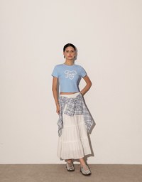 Love Heart Embroidered Lettering Mini Tee