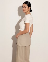 Crinkle Texture Cropped Top with Ruffle Hem