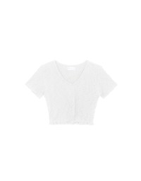 Crinkle Texture Cropped Top with Ruffle Hem