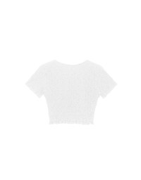 Crinkle Texture Cropped Top with Ruffle Hem