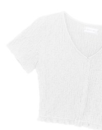 Crinkle Texture Cropped Top with Ruffle Hem