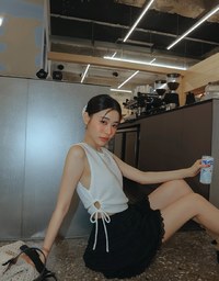 Waffle Knit Side Drawstring Tank Top