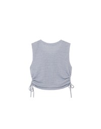 Waffle Knit Side Drawstring Tank Top